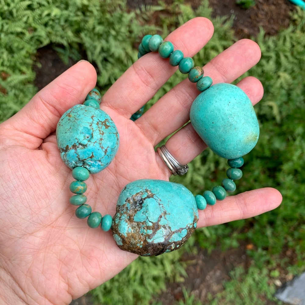 Chunky Antique Genuine Turquoise Necklace